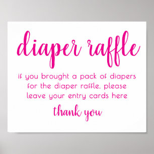 Simple Diaper Raffle   Hot Pink Baby Shower Poster