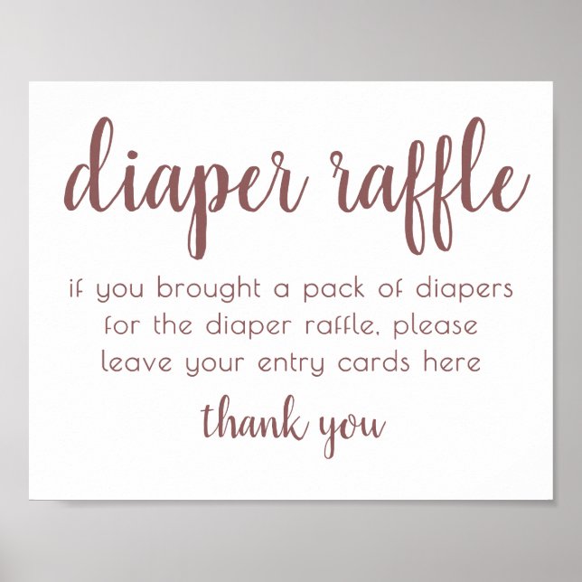 Simple Diaper Raffle | Taupe Desert Rose Flourish Poster (Front)