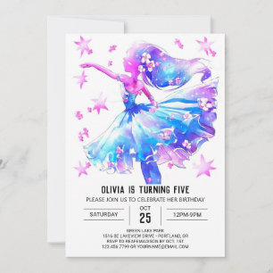 Simple Digital Ballerina Birthday Invitation