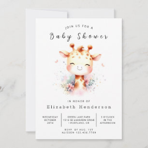 Simple Digital Giraffe Baby Shower Invitation