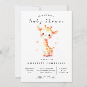 Simple Digital Giraffe Baby Shower Invitation