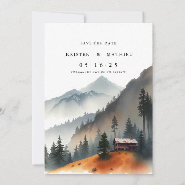 Simple Digital Mountain Save The Date (Front)