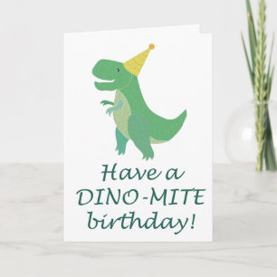 Simple Dino-Mite Dinosaur Birthday Hat T-Rex Card