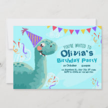 Simple Dinosaur Birthday Party Invitation