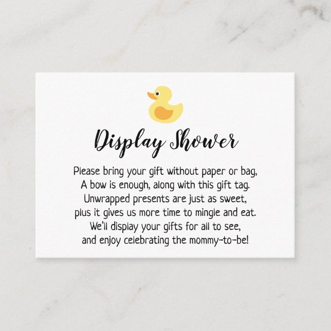 Simple Display Baby Shower Gift Card, Rubber Duck Enclosure Card (Front)