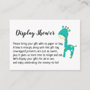 Simple Display Baby Shower Gift Card, Teal Giraffe Enclosure Card
