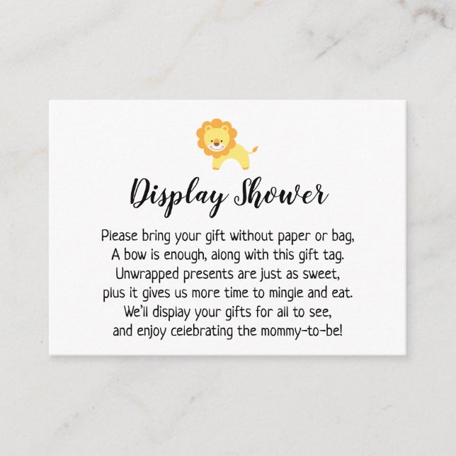 Simple Display Baby Shower Gift Card with Lion (Front)