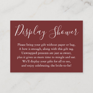 Simple Display Bridal Shower Burgundy Red Enclosure Card