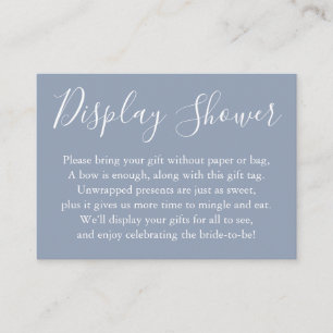 Simple Display Bridal Shower Dark Dusty Blue Enclosure Card