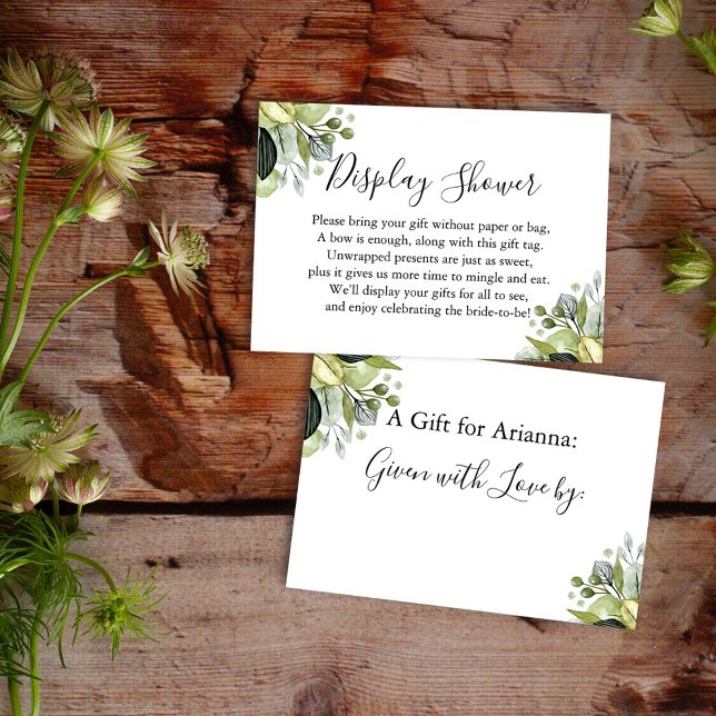 Simple Display Bridal Shower Greenery on White Enclosure Card (Creator Uploaded)