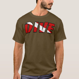 Simple DIVE dive Scuba Diving Red wand White T-Shirt