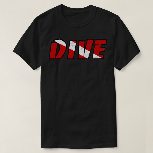 Simple DIVE dive  Scuba Diving Red wand White T-Shirt (Design Front)