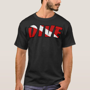 Simple DIVE dive  Scuba Diving Red wand White T-Shirt
