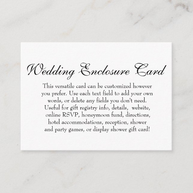 Simple DIY Custom Wedding Black & White Enclosure Card (Front)