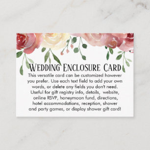 Simple DIY Custom Wedding Blush Pink Floral Enclosure Card
