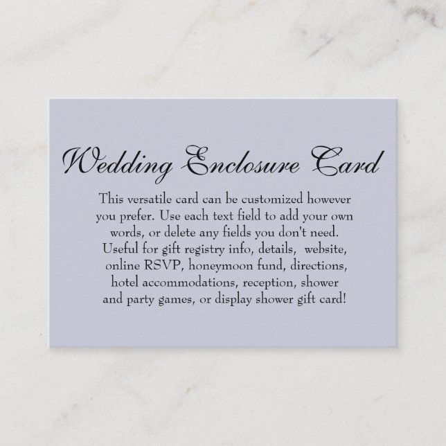 Simple DIY Custom Wedding Versatile Dusty Blue Enclosure Card (Front)