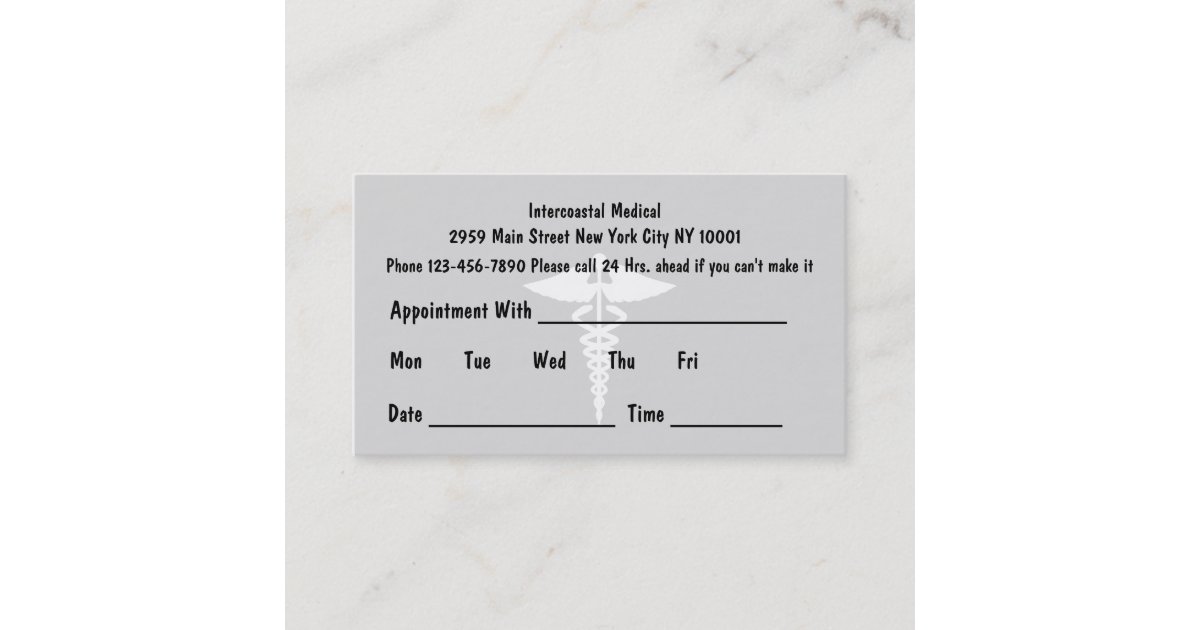 Simple Doctor Appointment Cards Zazzle.co.uk