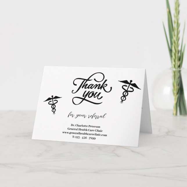 Simple Doctor Patient Referral Thank You Card (Front)