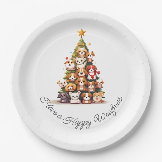 Simple Dog Christmas  Paper Plate (Front)