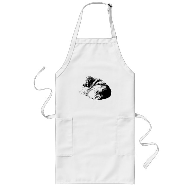 Simple Dog Curl Adds Joy to Festive Winter Cooking Long Apron (Front)