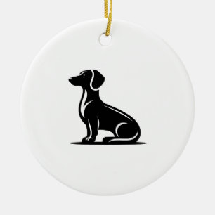 Simple Dog Motif Hunting Dog Silhouette Copy Ceramic Tree Decoration