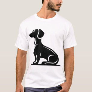 Simple Dog Motif Hunting Dog Silhouette Copy T-Shirt