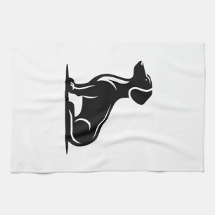 Simple Dog Motif Hunting Dog Silhouette Copy Tea Towel