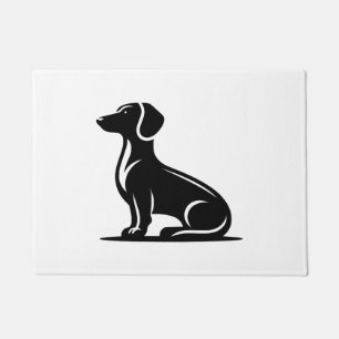 Simple Dog Motif Hunting Dog Silhouette Doormat