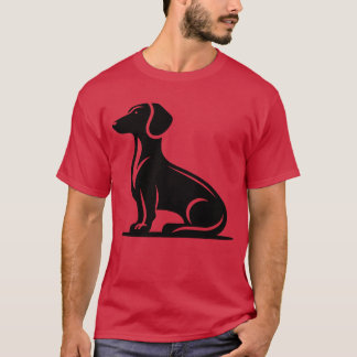 Simple Dog Motif Hunting Dog Silhouette retro frie T-Shirt