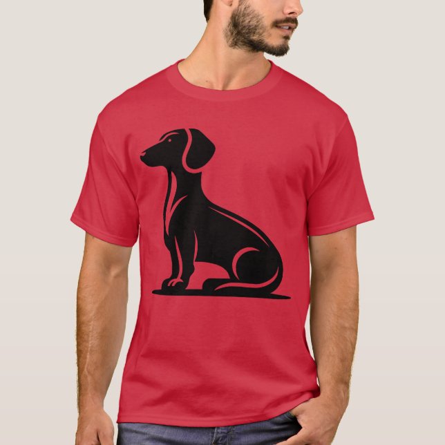 Simple Dog Motif Hunting Dog Silhouette retro frie T-Shirt (Front)