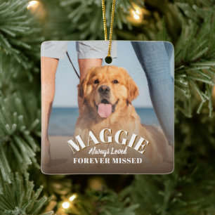 Simple Dog Photo Pet Memorial Ceramic Ornament