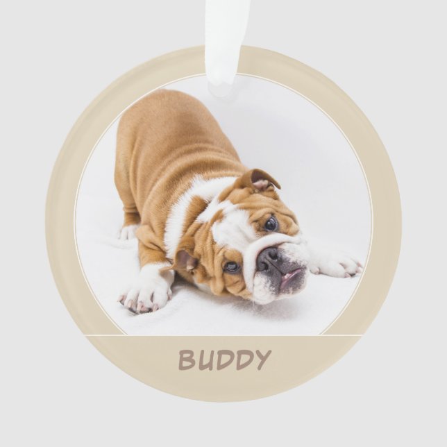 Simple Dog Puppy Christmas Pet Photo Ornament (Front)