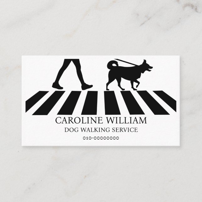 Simple Dog Walking Image Pet Service Business Card (Front)
