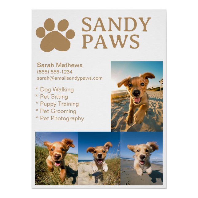 Simple Dog Walking Pet Sitter Pet Photography  Poster (Front)