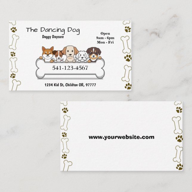 Simple Doggy Daycare Business Cards (Front/Back)