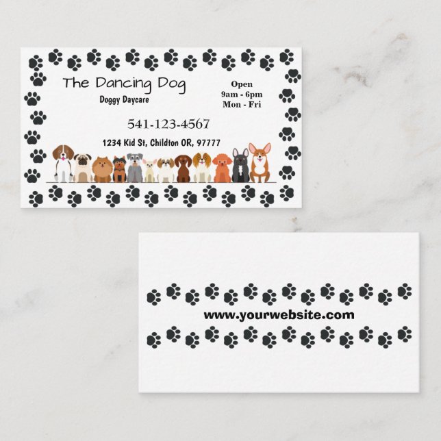 Simple Doggy Daycare Business Cards (Front/Back)