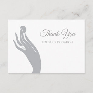 Simple Donation Thank You For Women Hand With Coin Card