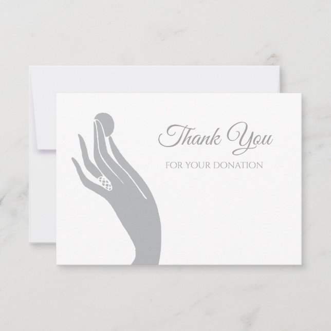 Simple Donation Thank You For Women Hand With Coin Card (Front)