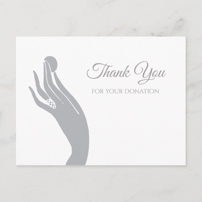 Simple Donation Thank You For Women Hand With Coin Postcard (Front)