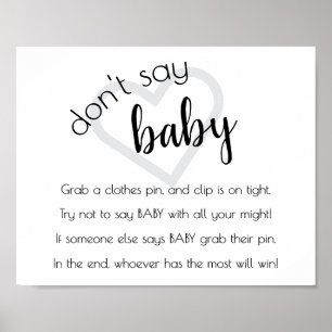 Simple Dont Say Baby   Black Script Shower Game Poster