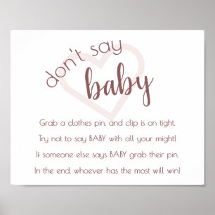 Simple Dont Say Baby   Desert Rose Shower Game Poster