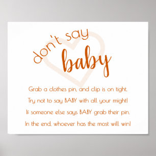 Simple Dont Say Baby   Fall Orange Shower Game Poster
