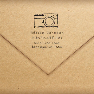 Simple Doodle Camera Photographers Return Address Rubber Stamp