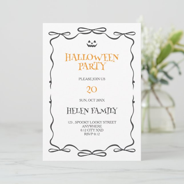 simple doodle halloween party invitation (Standing Front)