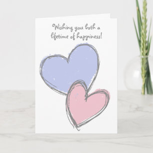 Simple Doodle Hearts Wedding Congratulations Card