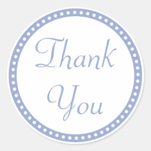 Simple Dot Border Blue Thank You Stickers
