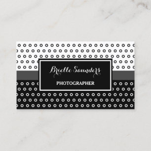 Simple Dots Black and White With Grey Stripe Business Card