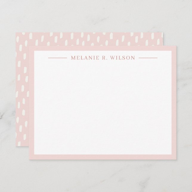 Simple Dots Blush Pink Personalised Name Note Card (Front/Back)