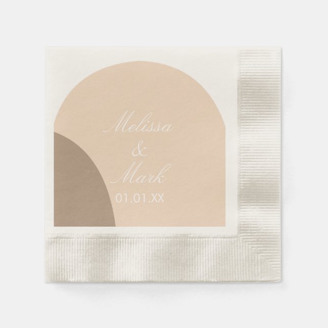 Simple Double Arch Earth Shape Monogram Napkin (Front)