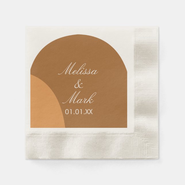 Simple Double Arch Terracotta Shape Monogram Napkin (Front)
